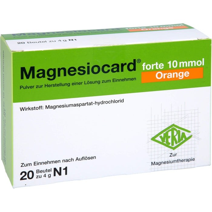 Magnesiocard forte 10 mmol Orange Pulver zur Magnesiumtherapie, 20 St. Beutel