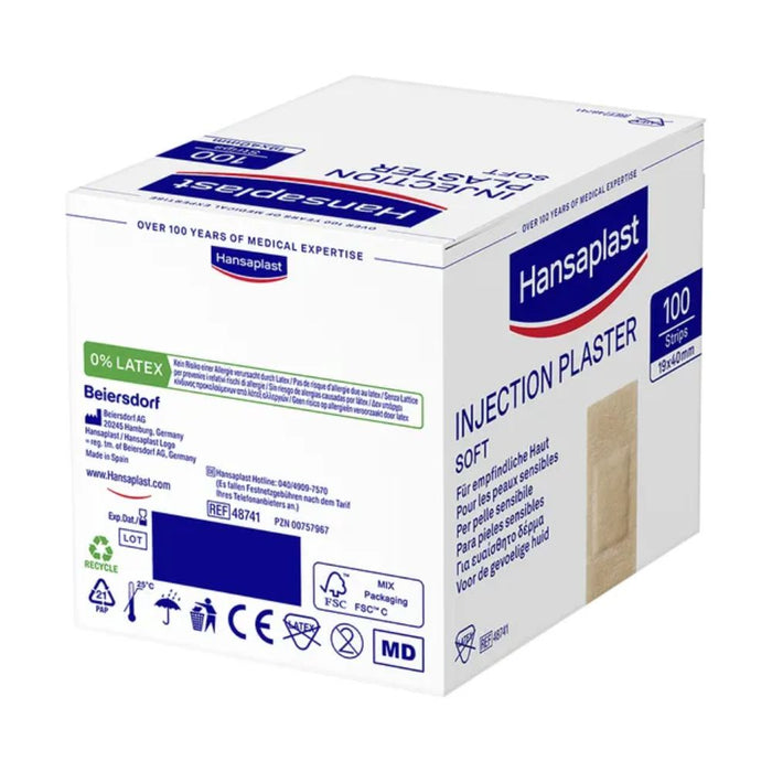Hansaplast Soft Injektionspflaster 1,9 cm x 4 cm für empfindliche Haut, 100 pc Pansement