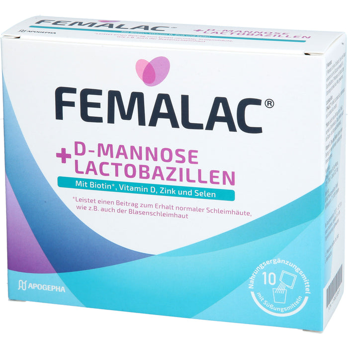 FEMALAC D-Mannose + Lactobazillen Pulver zum Erhalt normaler Schleimhäute, 10 pc Sachets