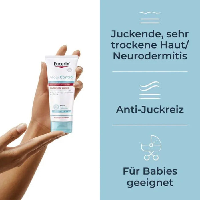 Eucerin AtopiControl Akutpflege Creme reduziert Juckreiz und lindert Rötungen und Hautreizungen, 100 ml Creme