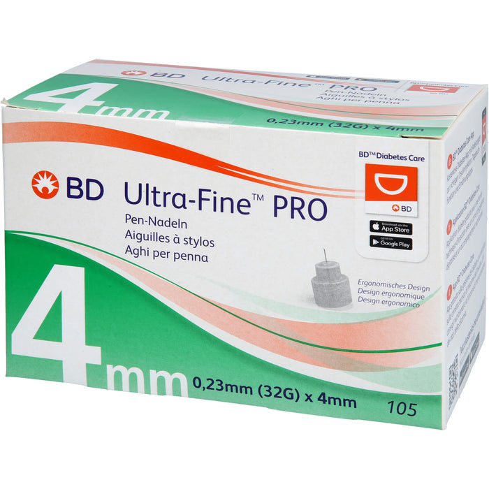 BD Ultra-fine Pro Pen-Nadeln 4 mm 32 G 0,23 mm, 105 St. Kanülen