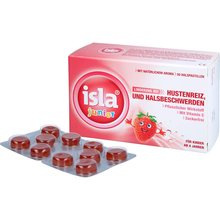 Isla Junior Pastillen bei Hustenreiz und Halsschmerzen, 50 pc Pastilles