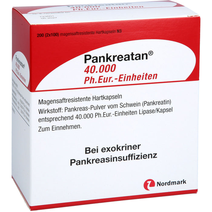 Nordmark Pankreatan 40.000 Kapseln bei exokriner Pankreasinsuffizienz, 200 pcs. Capsules