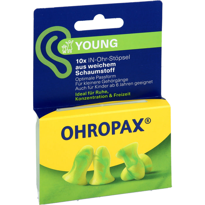 OHROPAX Yound Schaumstoff In-Ohr Stöpsel, 10 pc Bouchons d'oreilles