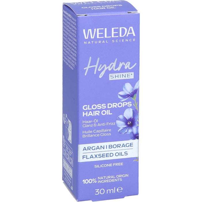WELEDA Hydra Shine Gloss Drops Haar-Öl für Glanz und Geschmeidigkeit, 30 ml Öl