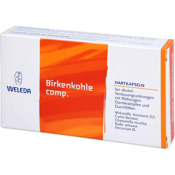 WELEDA Birkenkohle comp. Hartkapseln bei akuten Verdauungsstörungen, 20 St. Kapseln