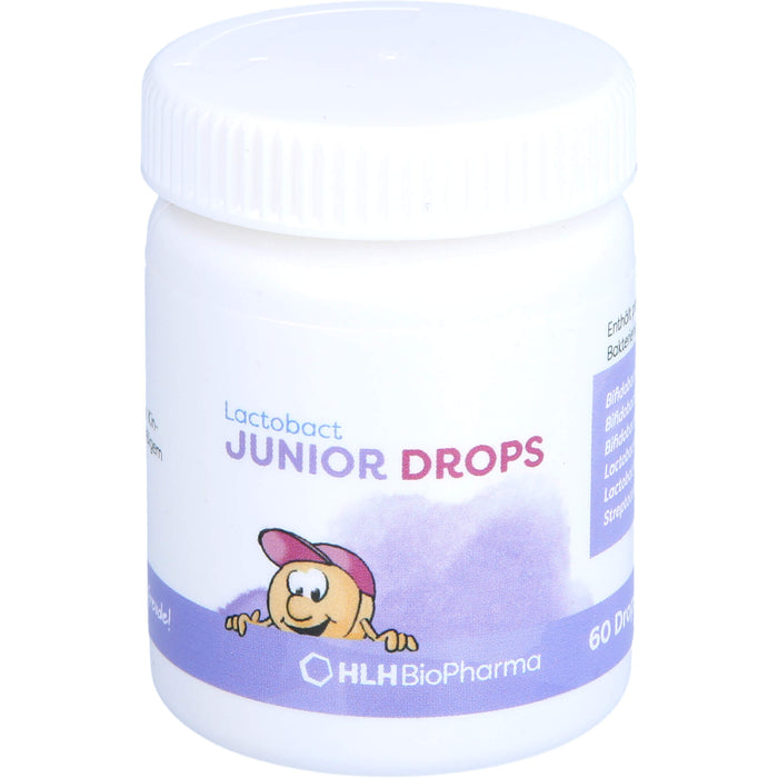 Lactobact Junior Drops mit 6 biologisch aktiven Bakterienstämmen, Vitamin C und Vitamin D3, 60 pc Tablettes