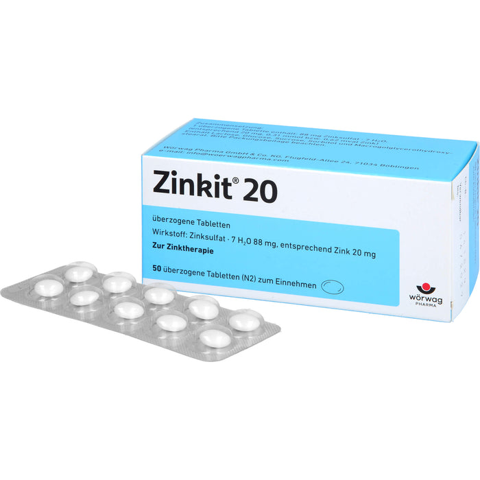 Zinkit 20 überzogene Tabletten zur Zinktherapie, 50 St. Tabletten