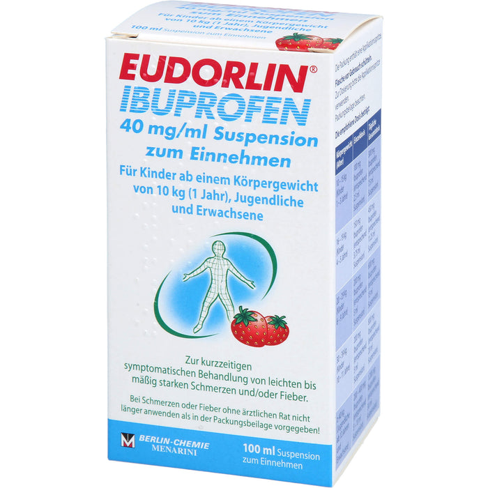EUDORLIN Ibuprofen 40 mg/ml Suspension bei Schmerzen oder Fieber mit Erdbeergeschmack, 100 ml Solution