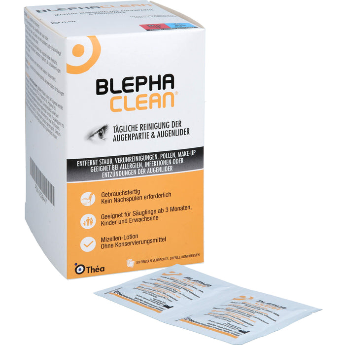 Blephaclean sterile Kompressen zur täglichen Reinigung der Augenpartie und Augenlider, 50 pc Compresses