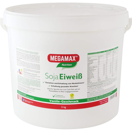 MEGAMAX Nutrition Soja Eiweiß Pulver Vanille-Geschmack, 5000 g Pulver