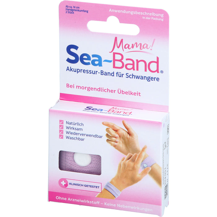 Sea-Band Mama! Akupressurband für Schwangere bei Übelkeit und Erbrechen, 2 St. Bänder