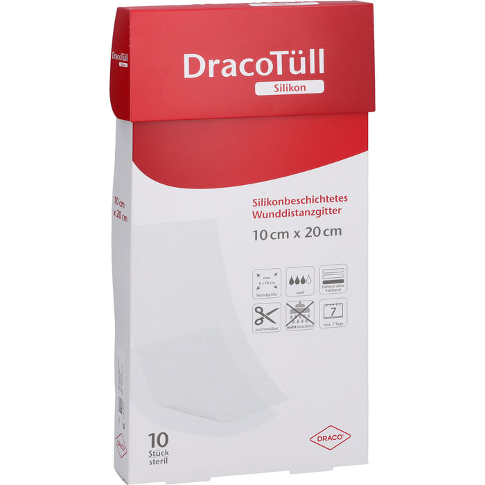 DracoTüll Silikon 10 x 20 cm steril, 10 pc pansement
