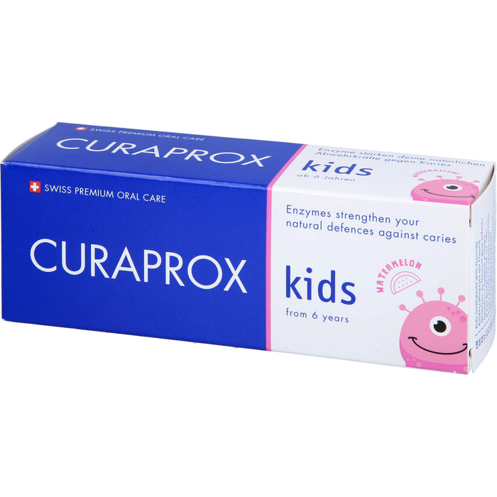 Curaprox Kids Kinderzahncreme mit Wassermelonengeschmack ab 6 Jahre 1450 ppm Fluorid, 60 ml Toothpaste