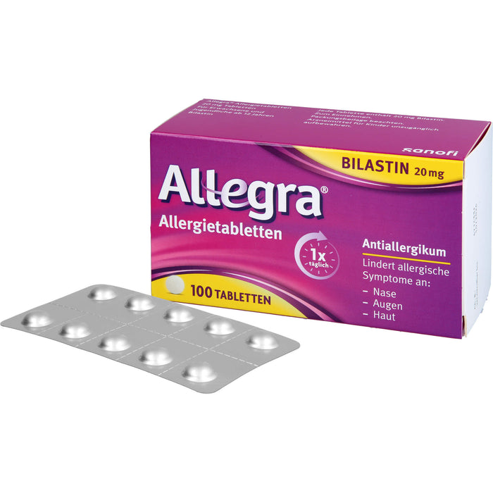 Allegra Allergietabletten 20 mg Bilastin bei Heuschnupfen und ganzjährigen Allergien, 100 pcs. Tablets