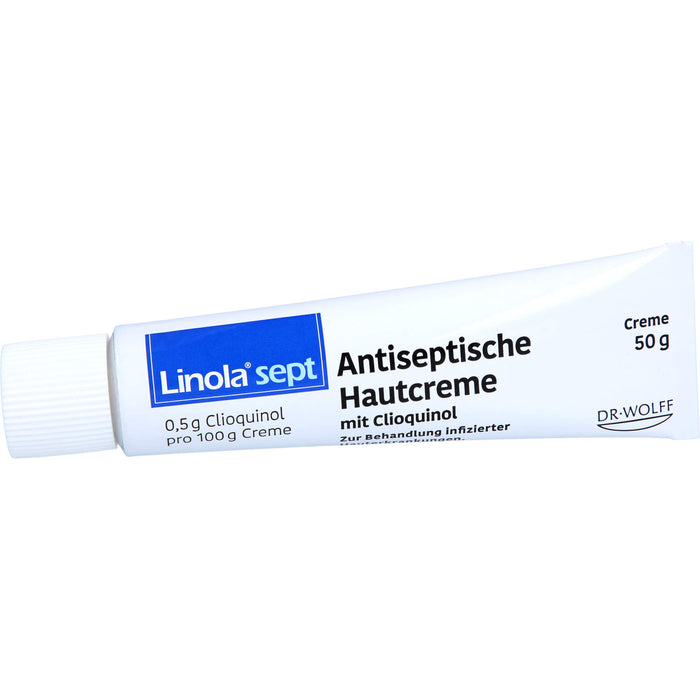 Linola sept antiseptische Hautcreme mit Clioquinol bei abgeschürfter, entzündeter oder eitriger Haut, 50 g Crème
