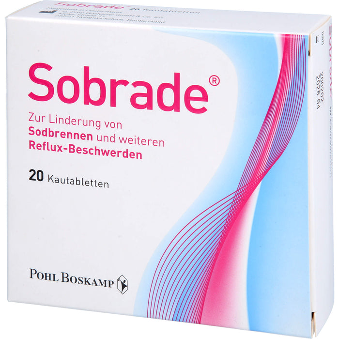 Sobrade Kautabletten zur Linderung von Sodbrennen und weiteren Reflux-Beschwerden, 20 pc 