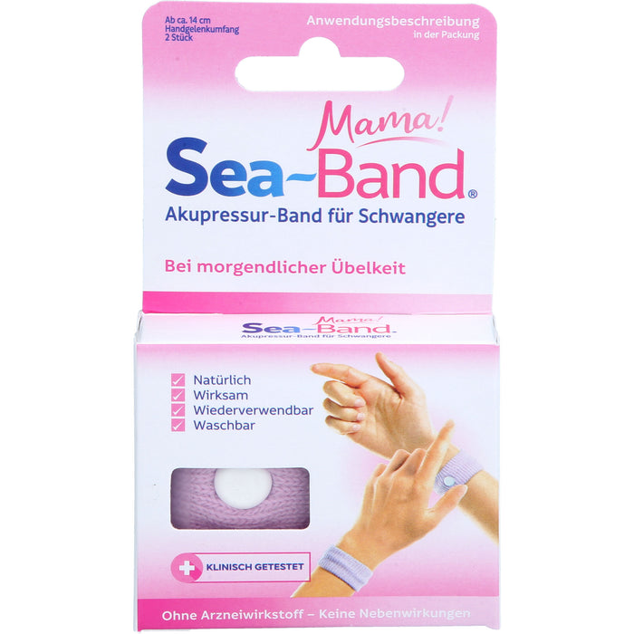 Sea-Band Mama! Akupressurband für Schwangere bei Übelkeit und Erbrechen, 2 St. Bänder