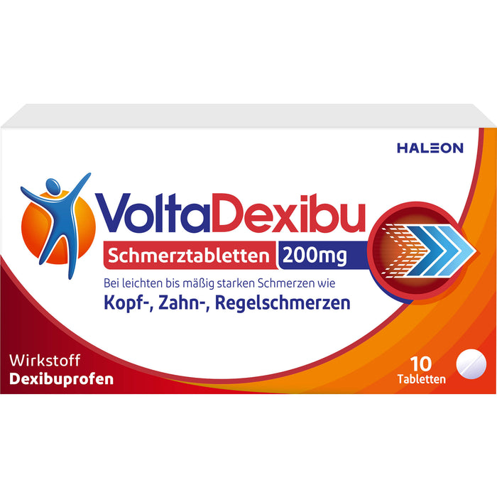 VoltaDexibu 200 mg Schmerztabletten bei leichten bis mäßig starken Schmerzen, 10 St. Tabletten