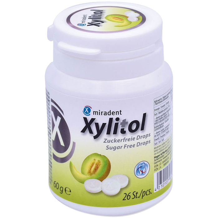 Miradent Xylitol zuckerfreie Drops Honigmelone, 60 g Bonbons