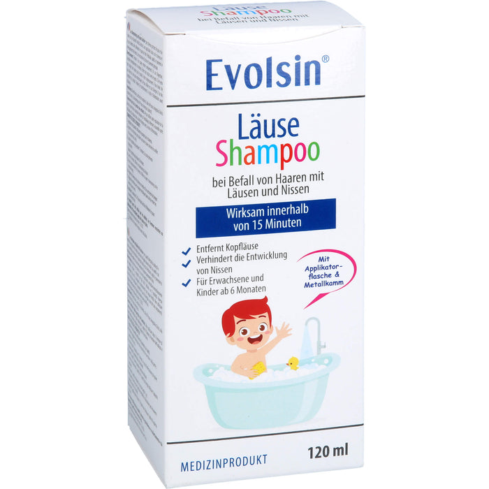 Evolsin Läuseshampoo mit Läusekamm, 120 ml Shampoing