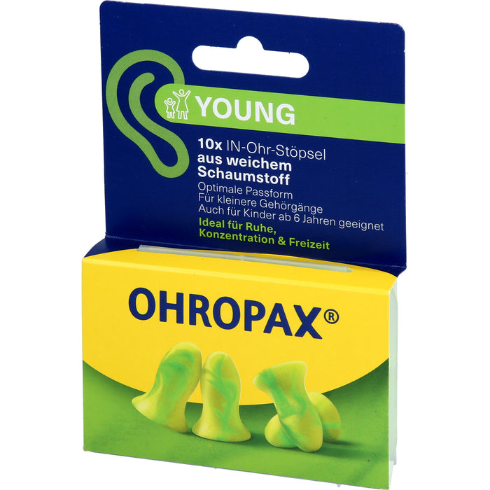 OHROPAX Yound Schaumstoff In-Ohr Stöpsel, 10 pc Bouchons d'oreilles
