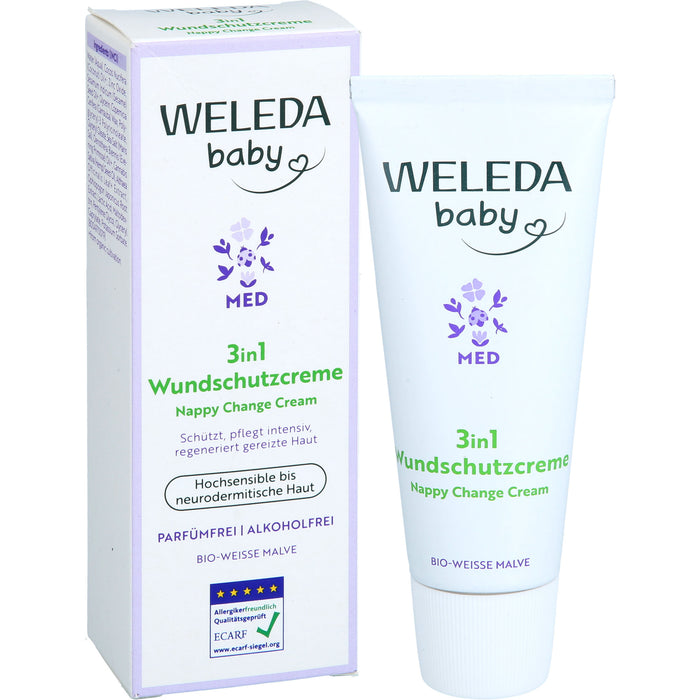 WELEDA	Baby Med 3in1 Wundschutzcreme weiße Malve für hochsensible und sehr trockene Haut, 50 ml Creme