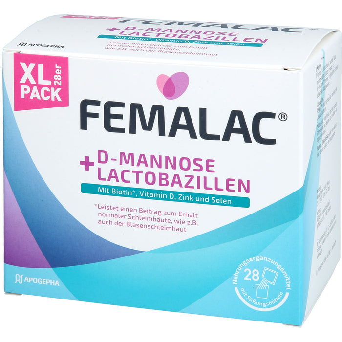 FEMALAC D-Mannose + Lactobazillen Pulver zum Erhalt normaler Schleimhäute, 28 pc Sachets