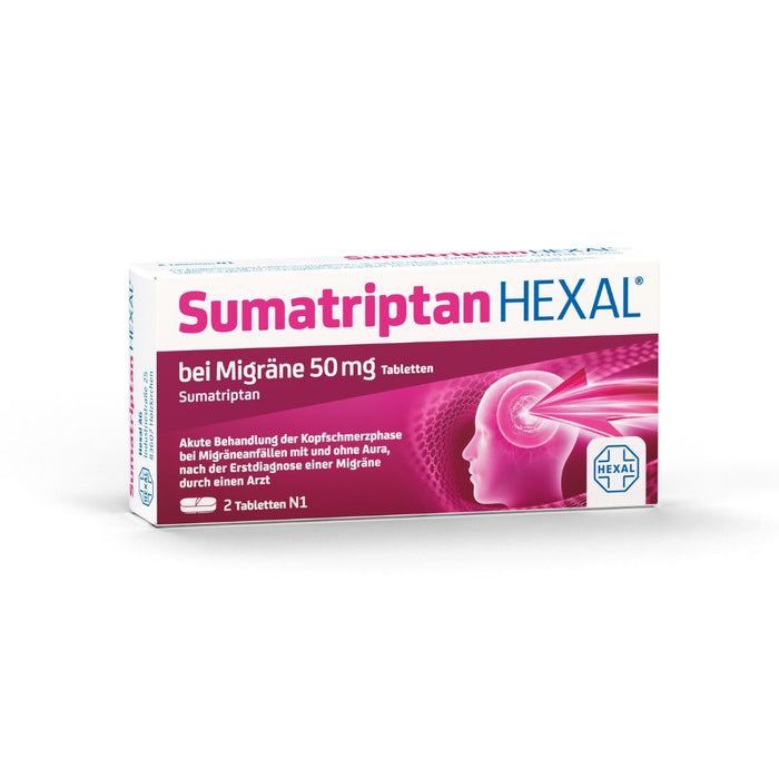 Sumatriptan HEXAL  bei Migräne 50 mg Tabletten, 2 pcs. Tablets