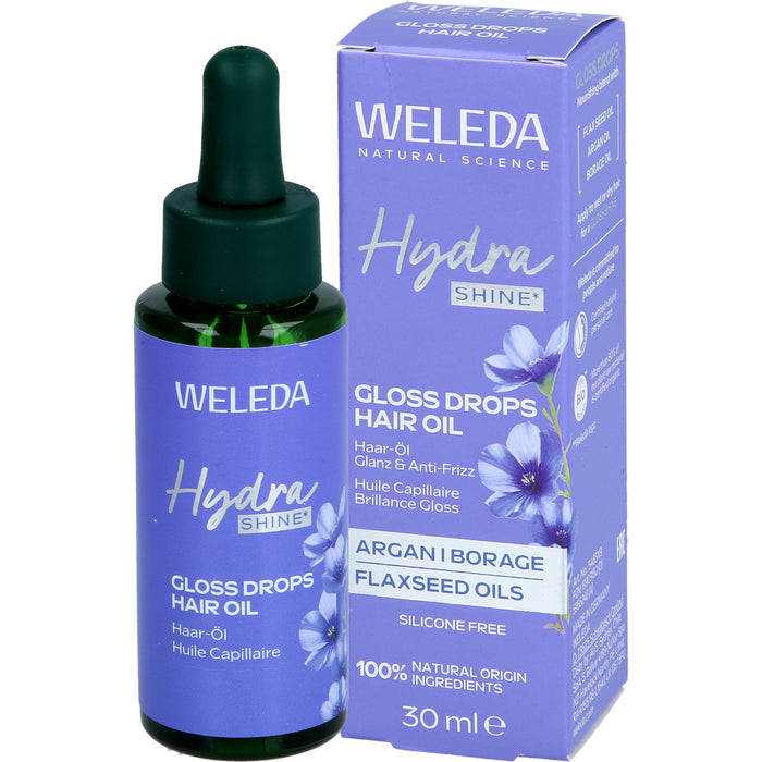 WELEDA Hydra Shine Gloss Drops Haar-Öl für Glanz und Geschmeidigkeit, 30 ml Öl