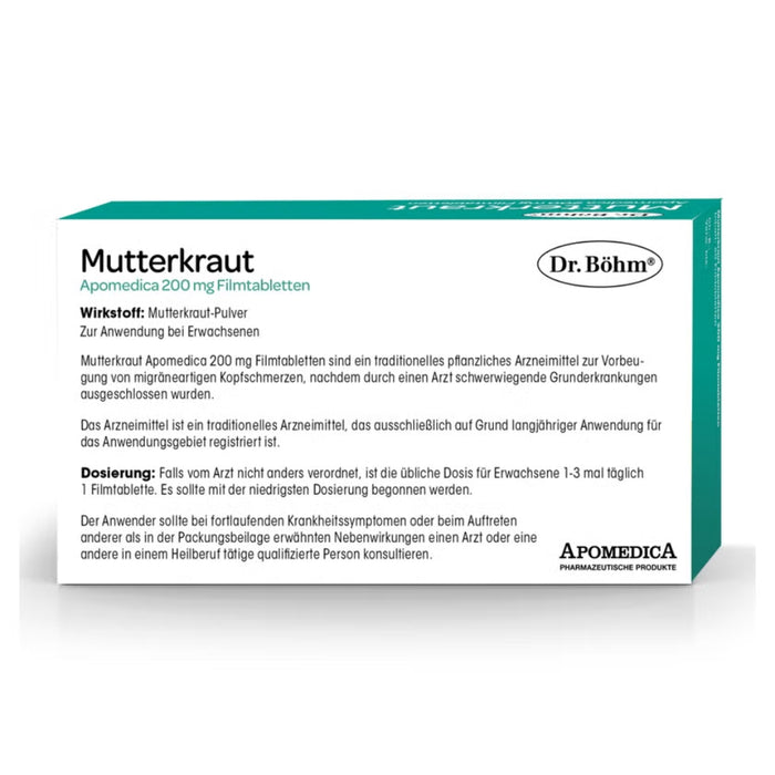 Dr. Böhm Mutterkraut Apomedica 200 mg, 60 pcs. Tablets