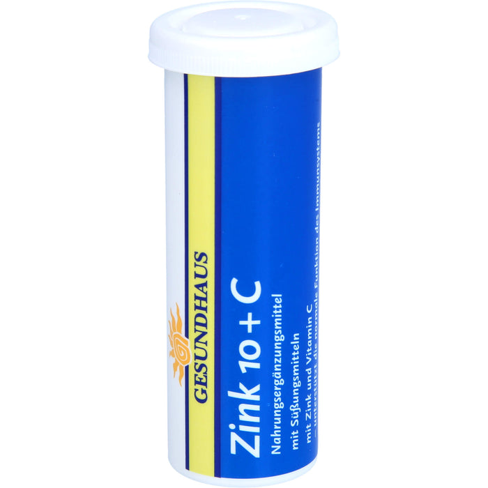 GESUNDHAUS Zink 10 + C Brausetabletten unterstützt das Immunsystem, 20 pc Tablettes