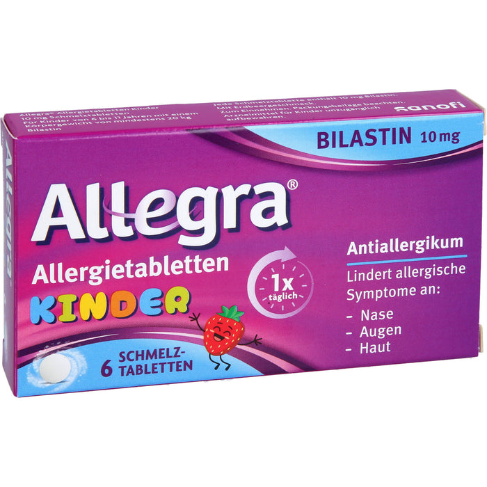 Allegra Allergietabletten für Kinder 10 mg Bilastin Schmelztabletten, 6 pc Tablettes