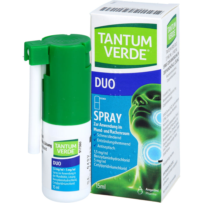 Tantum verde duo 1,5 mg/ml + 5 mg/ml Spray, 15 ml Solution