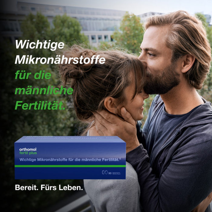 Orthomol Fertil plus - für Männer mit Kinderwunsch - mit Zink und Selen - Unterstützung der männlichen Fertilität - Tabletten/Kapsel, 90 St. Tagesportionen