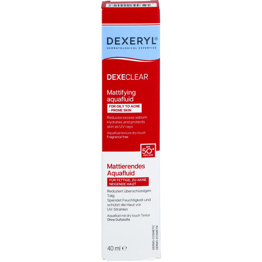 DEXECLEAR mattierendes Aquafluid SPF 50+ bei unreiner Haut, Pickeln und zu Akne neigende Haut, 40 ml Creme
