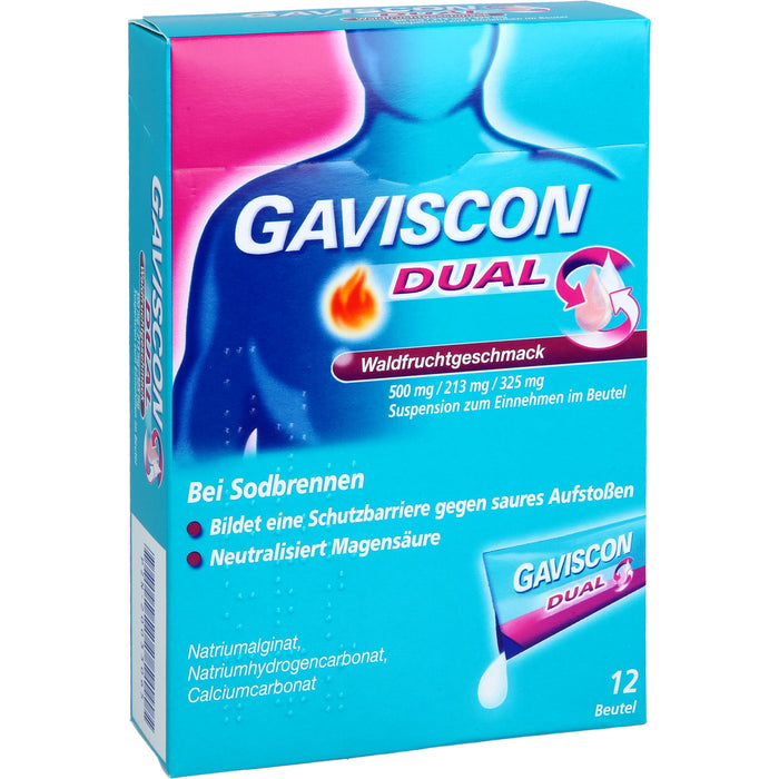GAVISCON Dual Suspension bei Sodbrennen Waldfruchtgeschmack, 12 St. Beutel