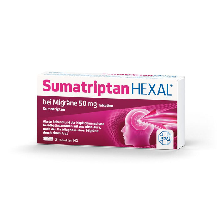 Sumatriptan HEXAL  bei Migräne 50 mg Tabletten, 2 pcs. Tablets