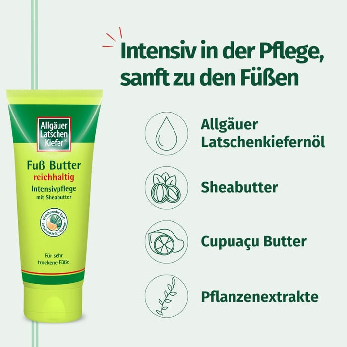 Allgäuer Latschenkiefer Fuß Butter reichhaltige Intensivpflege mit Sheabutter, 100 ml Crème