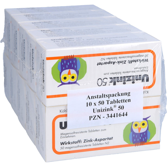 Unizink 50 Tabletten bei Zinkmangel, 500 pcs. Tablets