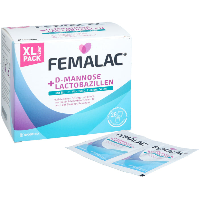 FEMALAC D-Mannose + Lactobazillen Pulver zum Erhalt normaler Schleimhäute, 28 pc Sachets