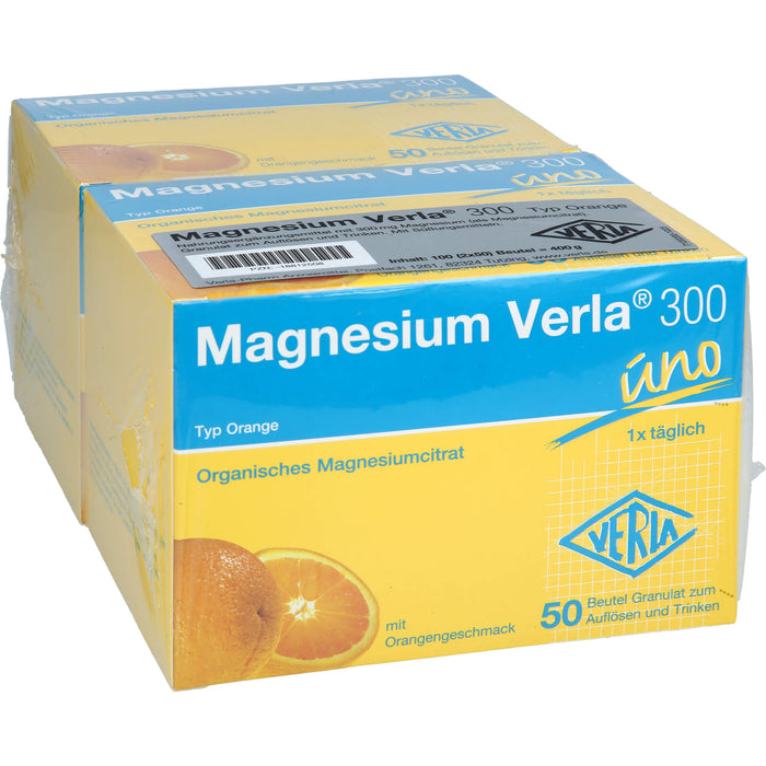 VERLA Magnesium 300 Trinkgranulat mit Orangengeschmack, 100 pc Sachets