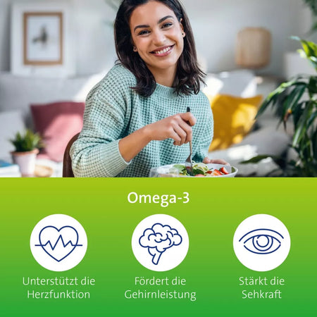 Omega-3 Hevert pflanzlich für eine gesunde Herzfunktion, Gehirnleistung und Sehkraft, 60 St. Kapseln