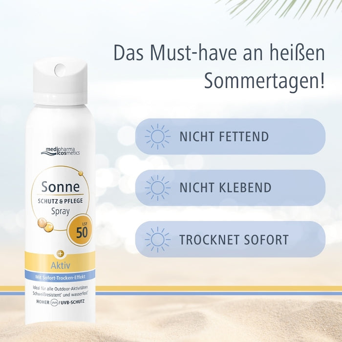 Medipharma Cosmetics Sonne Schutz & Pflege Spray LSF 50 mit Sofort-Trocken-Effekt, 150 ml Solution