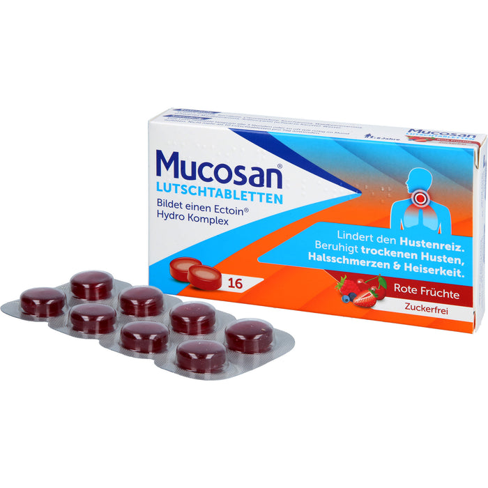 Mucosan Lutschtabletten lindern Hustenreiz mit Rote-Früchte-Geschmack, 16 St. Tabletten