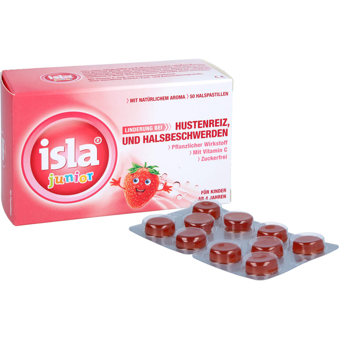 Isla Junior Pastillen bei Hustenreiz und Halsschmerzen, 50 pc Pastilles