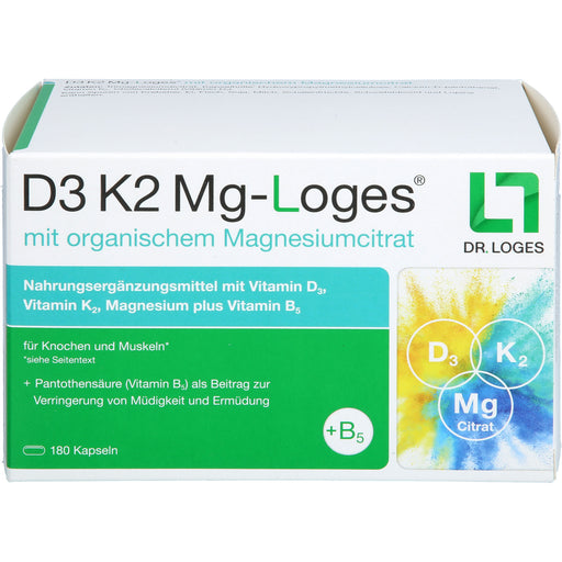 D3 K2 Mg-Loges Kapseln stark für Knochen und Muskeln, 180 St. Kapseln