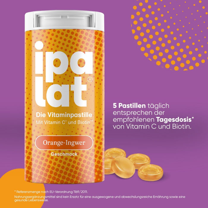 ipalat Vitaminpastillen Orange-Ingwer: Für Abwehrkräfte und Schleimhäute, 40 pc Pastilles