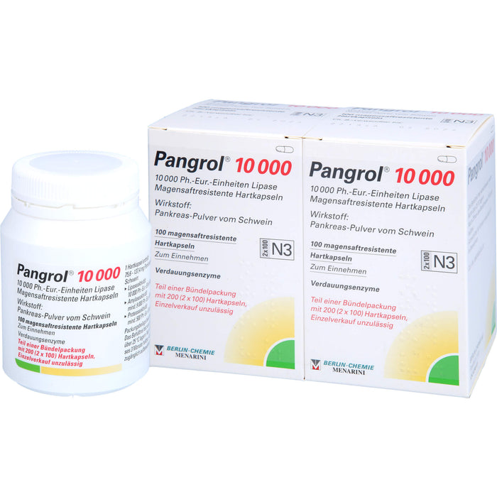 Pangrol  10 000, 10 000 Ph.-Eur.-Einheiten Lipase Magensaftresistente Hartkapseln, 200 pcs. Capsules