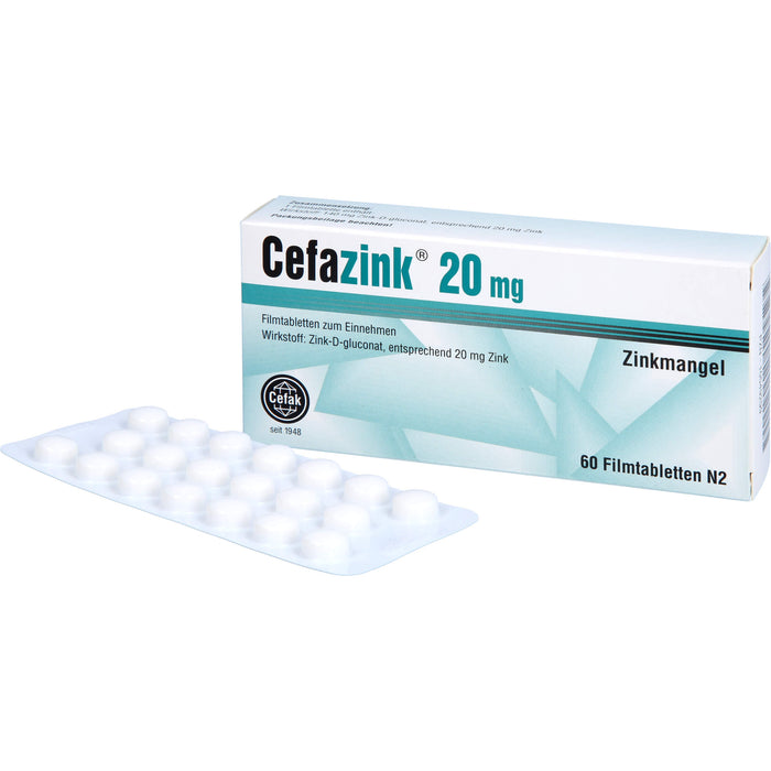Cefazink 20 mg Filmtabletten bei Zinkmangel, 60 St. Tabletten